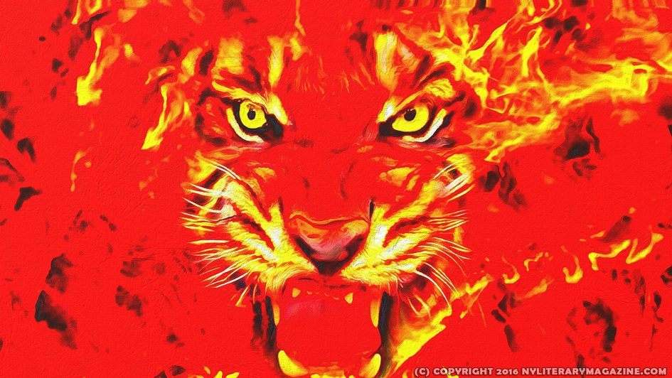 Flaming Tiger Digital Artwork